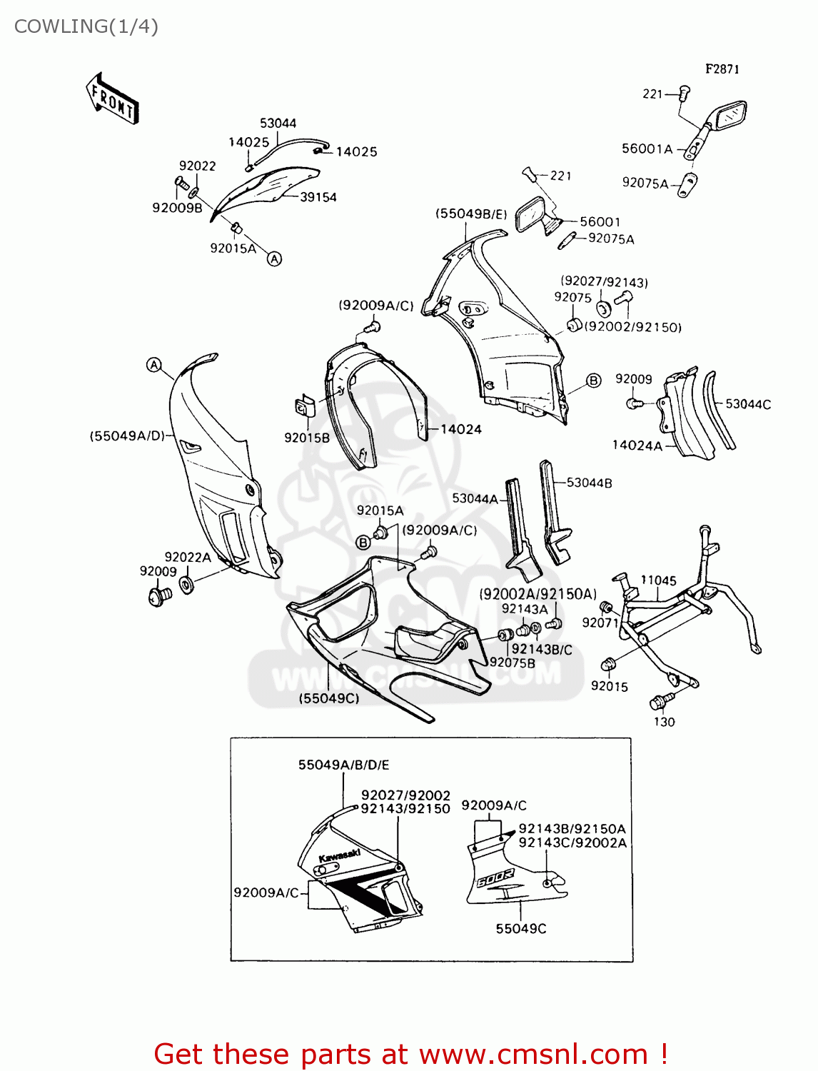 COWLING(1/4) ZX600C7 GPX600R 1994 UNITED KINGDOM NL FG SD