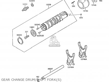 GEAR CHANGE DRUM/SHIFT FORK(S) - ZX600C7 GPX600R 1994 UNITED KINGDOM NL FG SD