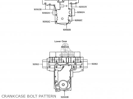 CRANKCASE BOLT PATTERN - ZX600C7 GPX600R 1994 UNITED KINGDOM NL FG SD
