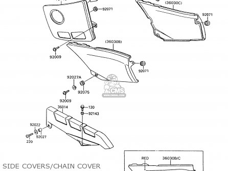 SIDE COVERS/CHAIN COVER - ZX600C7 GPX600R 1994 UNITED KINGDOM NL FG SD