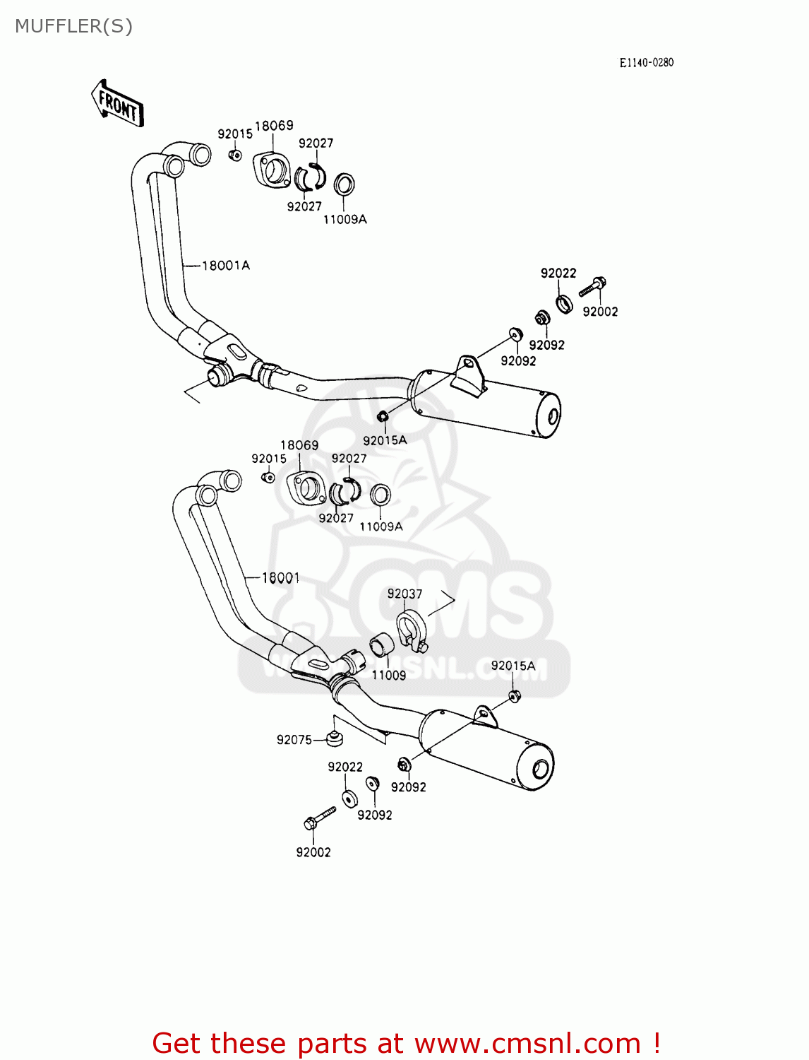 MUFFLER(S) ZX600C7 NINJA 600R 1994 USA CALIFORNIA