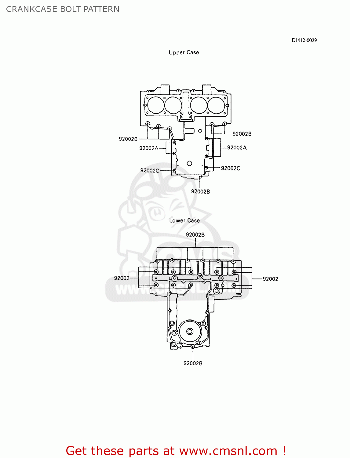 CRANKCASE BOLT PATTERN ZX600C7 NINJA 600R 1994 USA CALIFORNIA