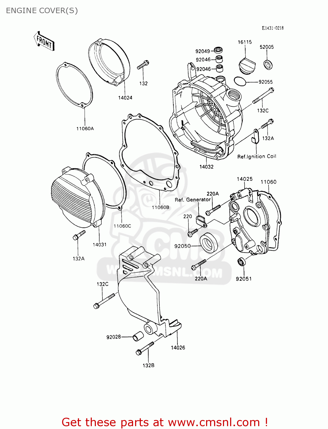 ENGINE COVER(S) ZX600C7 NINJA 600R 1994 USA CALIFORNIA
