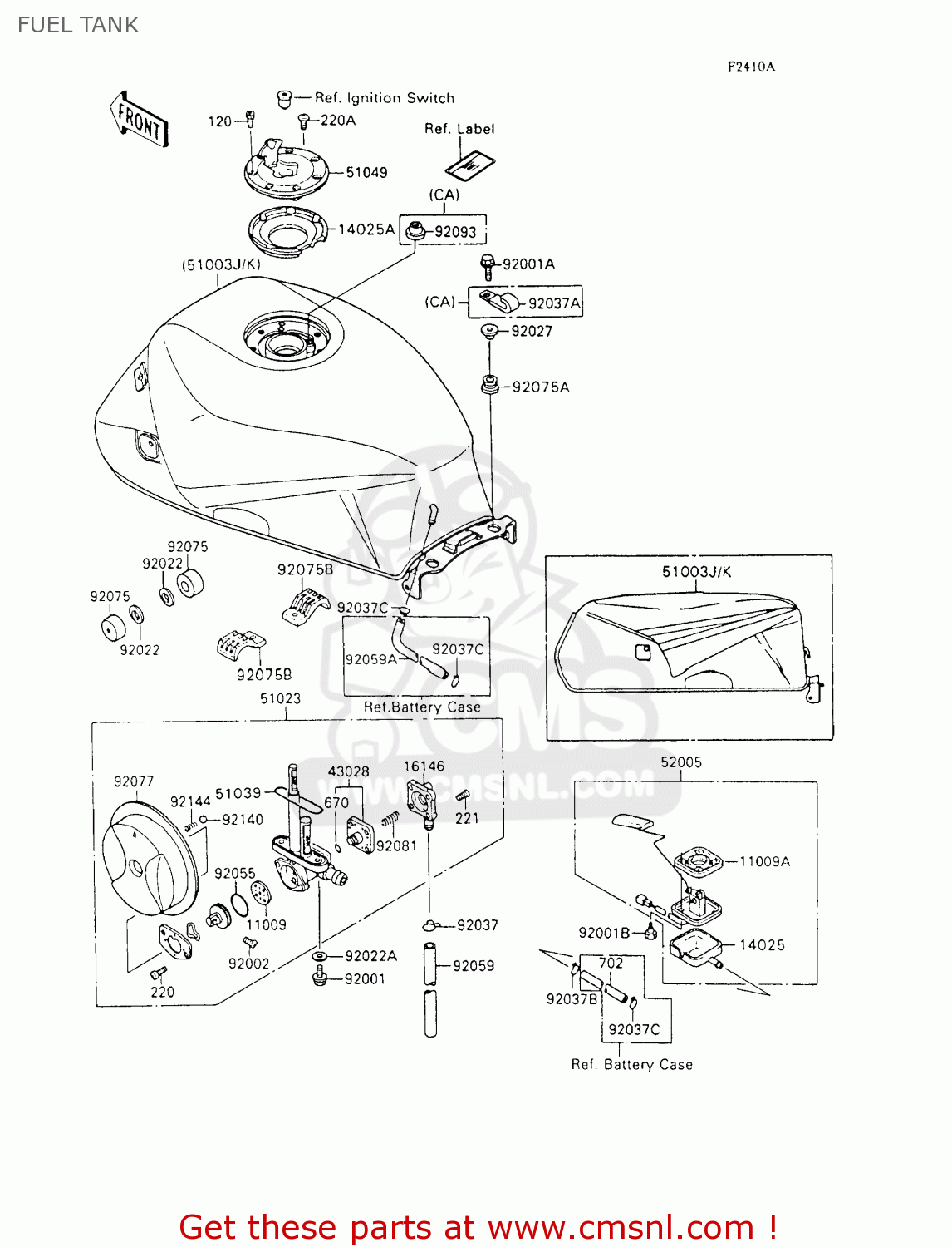 FUEL TANK ZX600C7 NINJA 600R 1994 USA CALIFORNIA