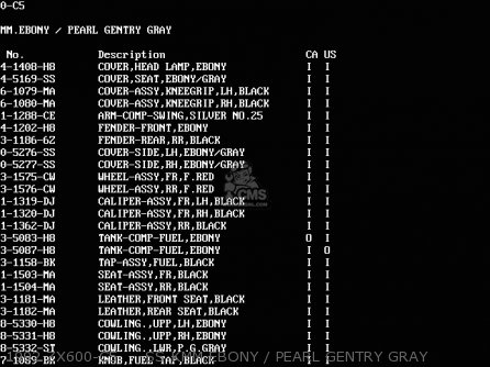 1992 ZX600-C5     SS KMM.EBONY / PEARL GENTRY GRAY - ZX600C7 NINJA 600R 1994 USA CALIFORNIA