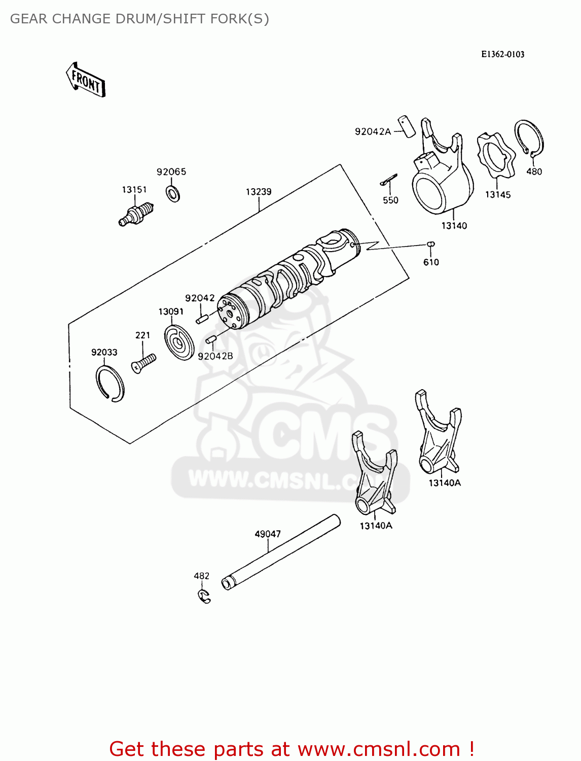 GEAR CHANGE DRUM/SHIFT FORK(S) ZX600C8 GPX600R 1995 UNITED KINGDOM FG