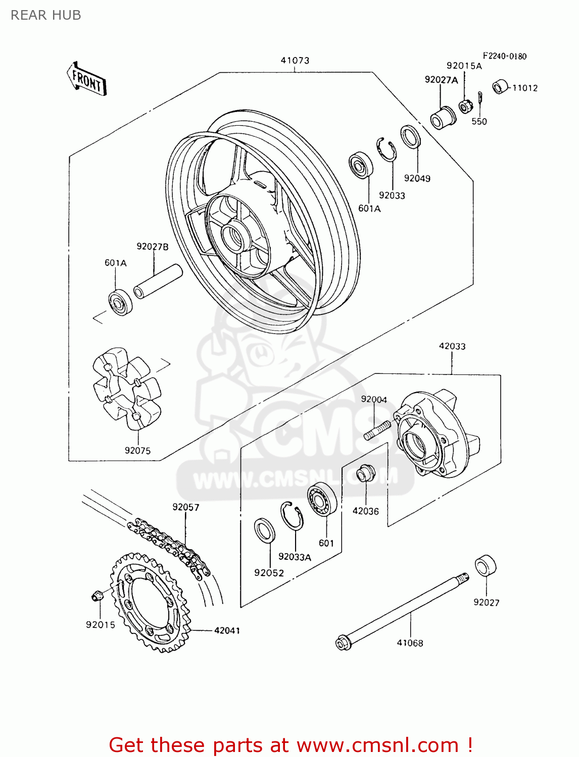 REAR HUB ZX600C8 GPX600R 1995 UNITED KINGDOM FG