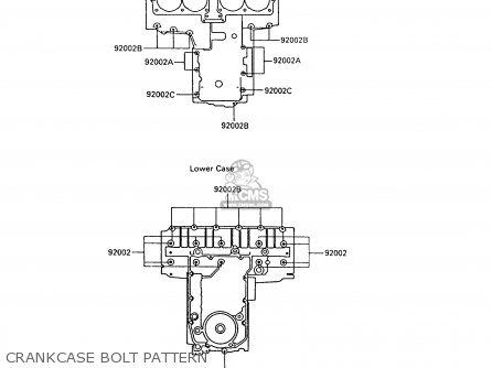CRANKCASE BOLT PATTERN - ZX600C8 GPX600R 1995 UNITED KINGDOM FG