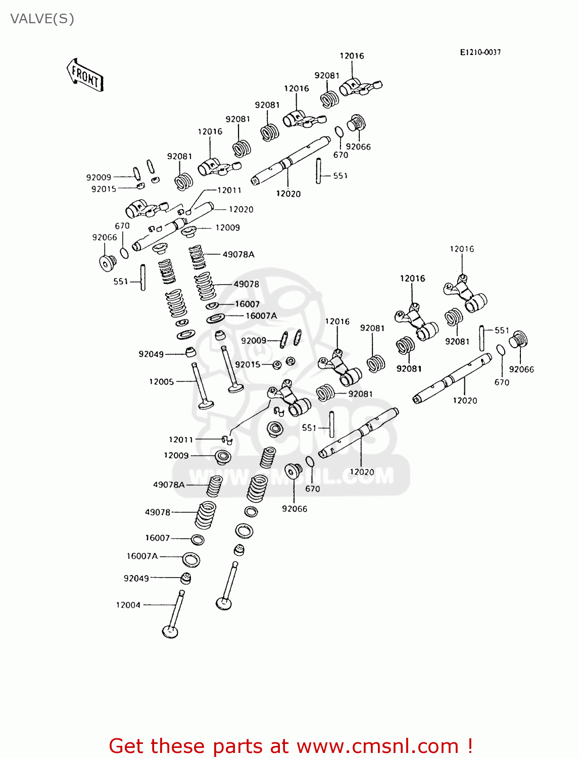 VALVE(S) ZX600C8 NINJA 600R 1995 USA CALIFORNIA CANADA