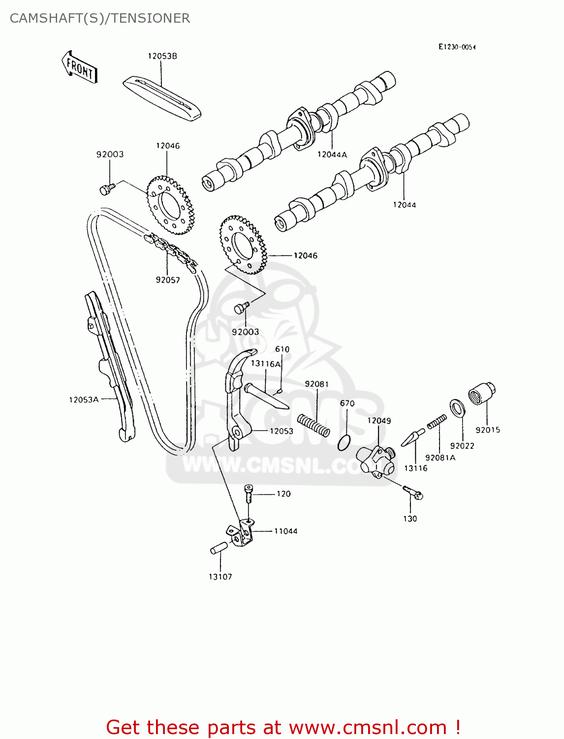CAMSHAFT(S)/TENSIONER ZX600C8 NINJA 600R 1995 USA CALIFORNIA CANADA