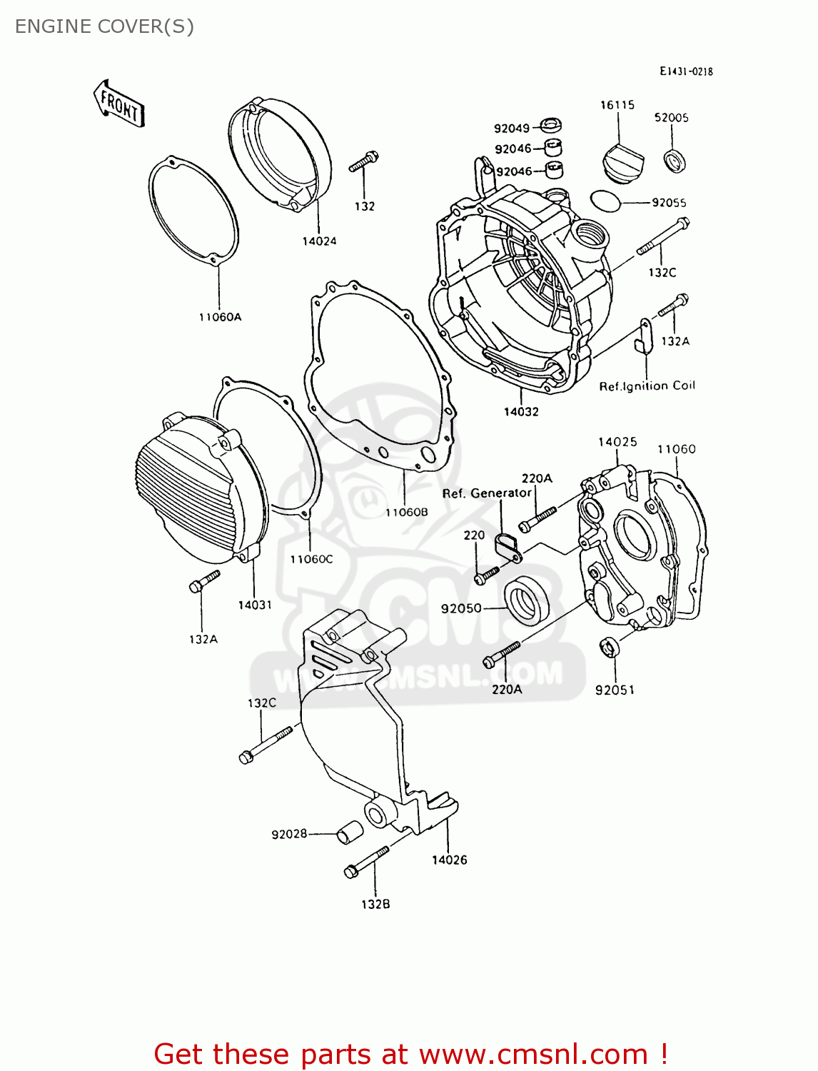 ENGINE COVER(S) ZX600C8 NINJA 600R 1995 USA CALIFORNIA CANADA