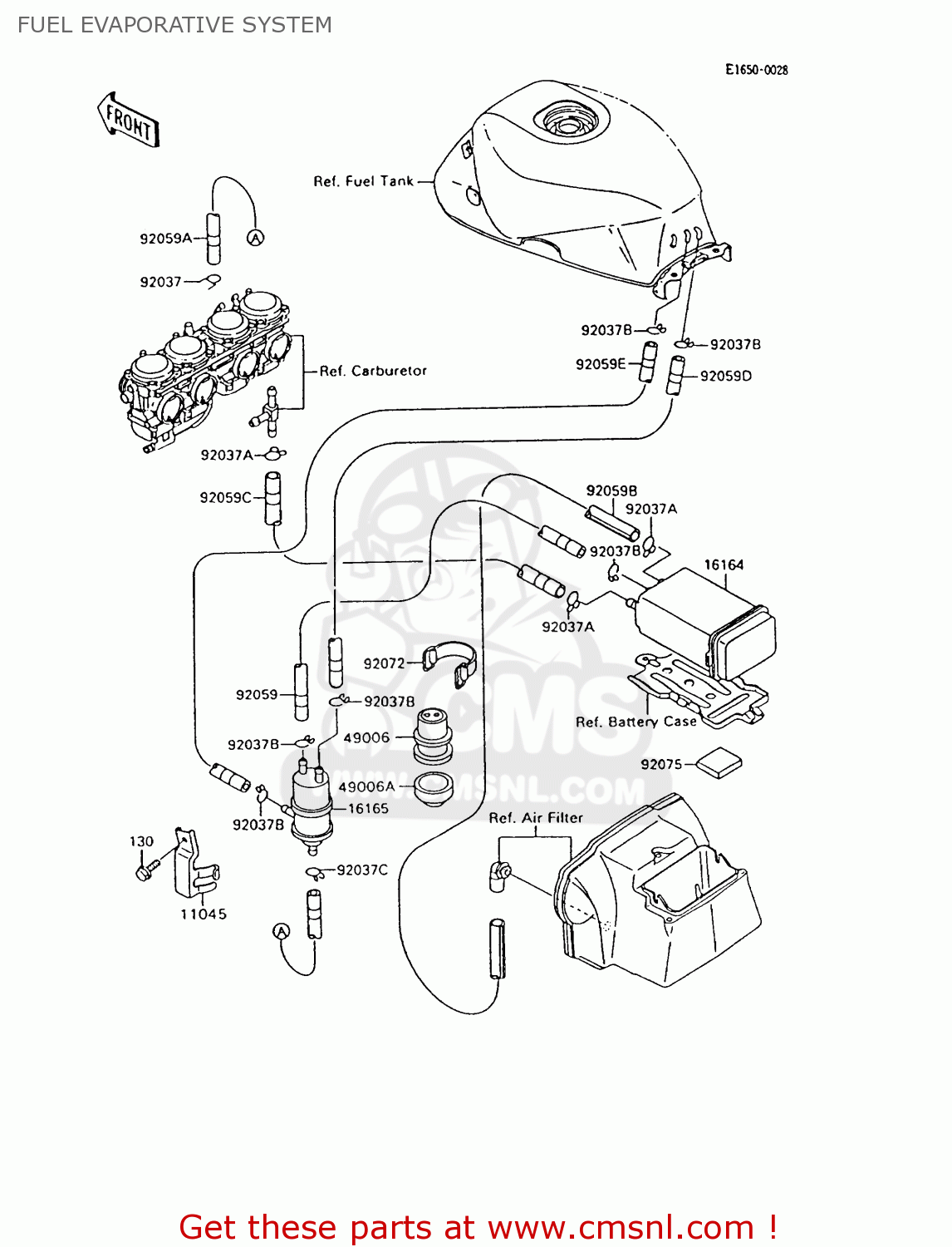 FUEL EVAPORATIVE SYSTEM ZX600C8 NINJA 600R 1995 USA CALIFORNIA CANADA