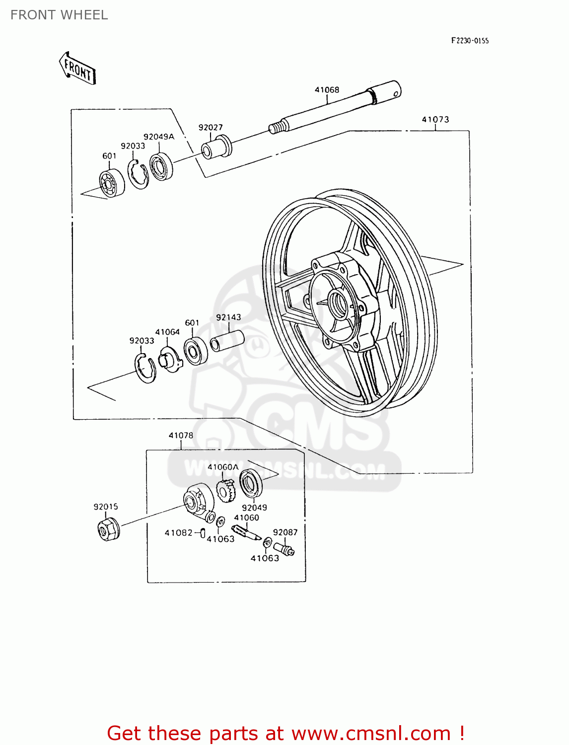 FRONT WHEEL ZX600C8 NINJA 600R 1995 USA CALIFORNIA CANADA