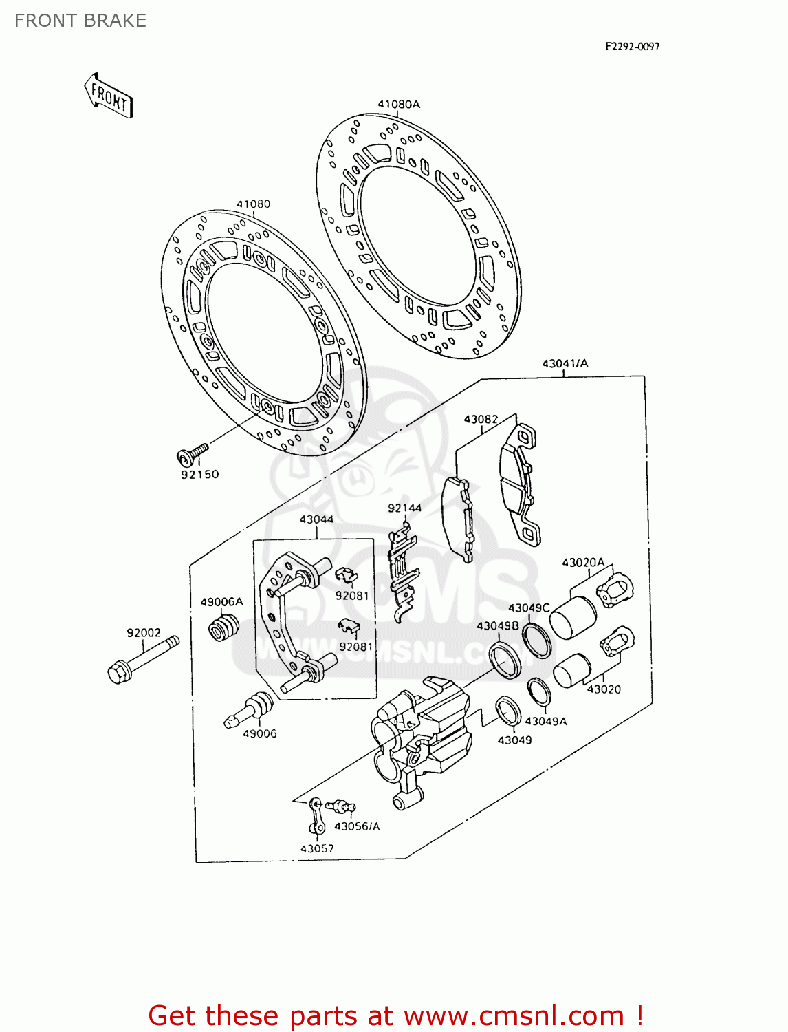 FRONT BRAKE ZX600C8 NINJA 600R 1995 USA CALIFORNIA CANADA