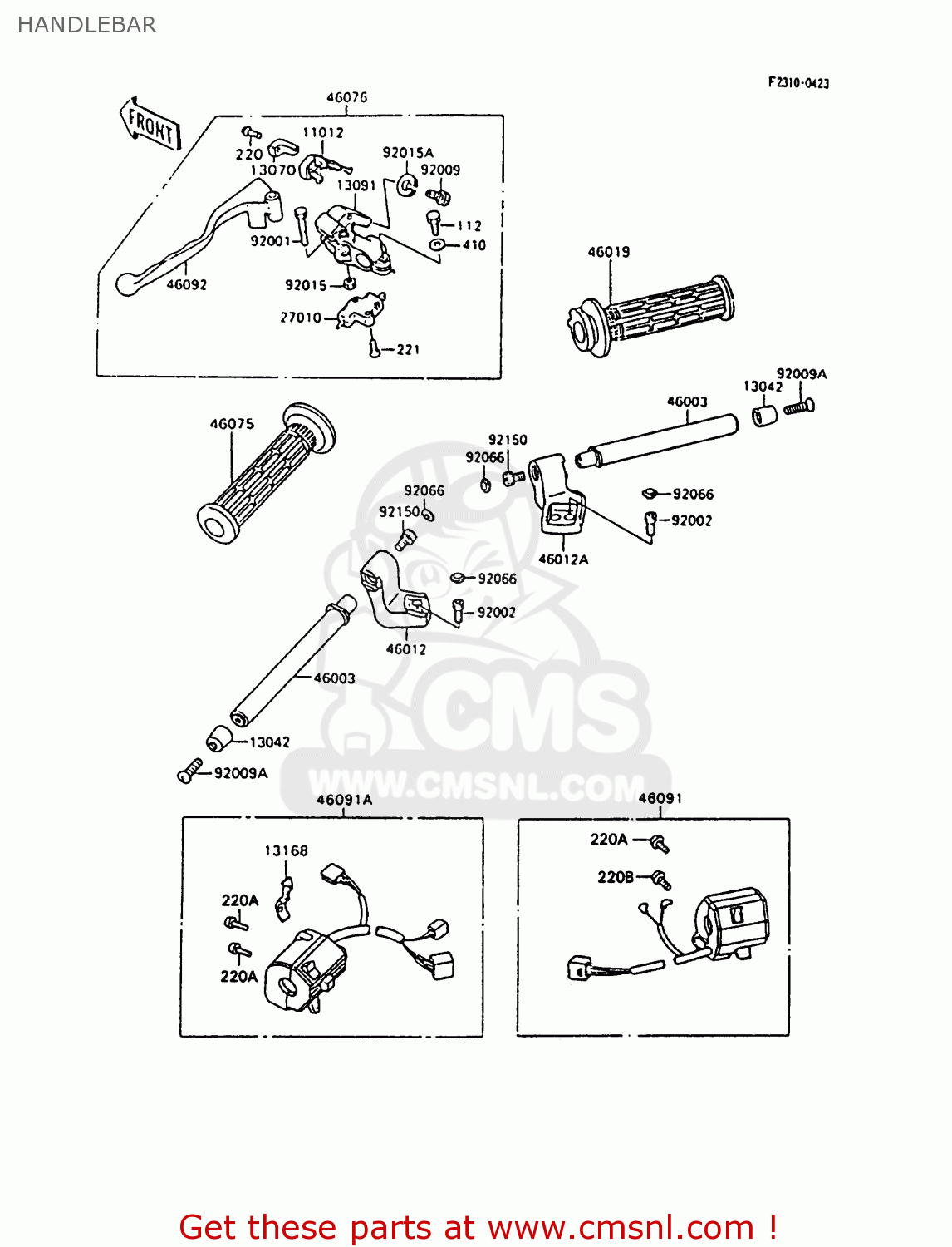 HANDLEBAR ZX600C8 NINJA 600R 1995 USA CALIFORNIA CANADA