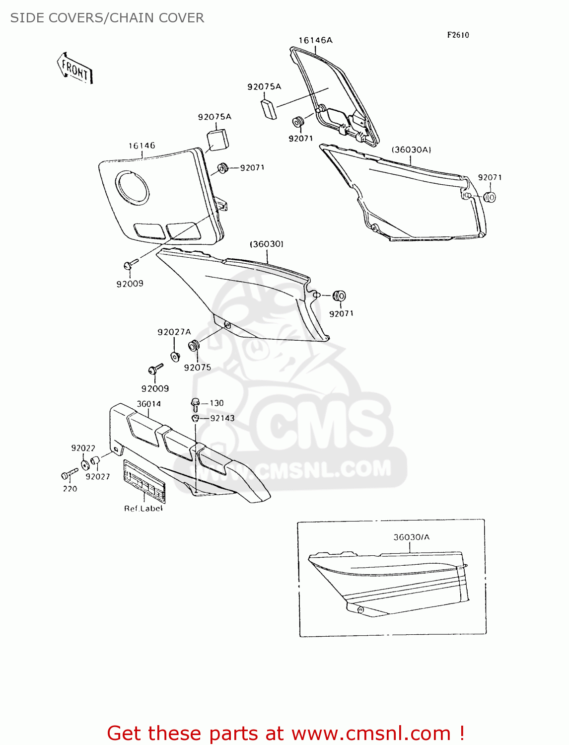 SIDE COVERS/CHAIN COVER ZX600C8 NINJA 600R 1995 USA CALIFORNIA CANADA