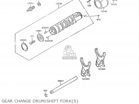 GEAR CHANGE DRUM/SHIFT FORK(S) - ZX600C8 NINJA 600R 1995 USA CALIFORNIA CANADA