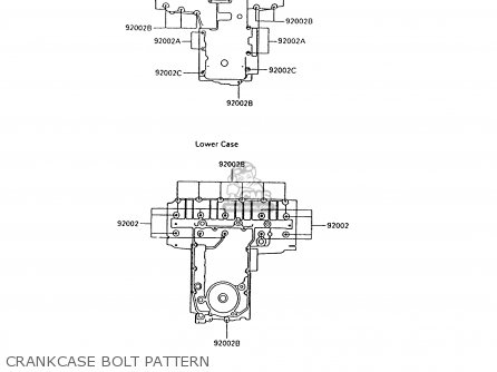 CRANKCASE BOLT PATTERN - ZX600C8 NINJA 600R 1995 USA CALIFORNIA CANADA