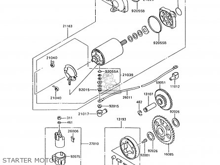 STARTER MOTOR - ZX600C8 NINJA 600R 1995 USA CALIFORNIA CANADA