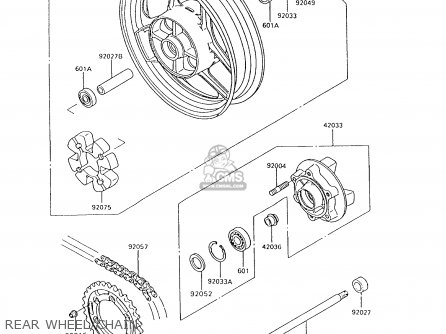 REAR WHEEL/CHAIN - ZX600C8 NINJA 600R 1995 USA CALIFORNIA CANADA