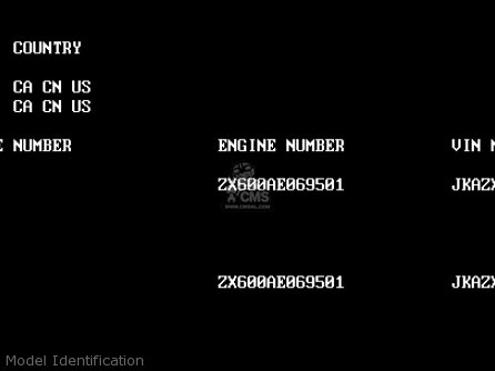 Model Identification - ZX600C8 NINJA 600R 1995 USA CALIFORNIA CANADA