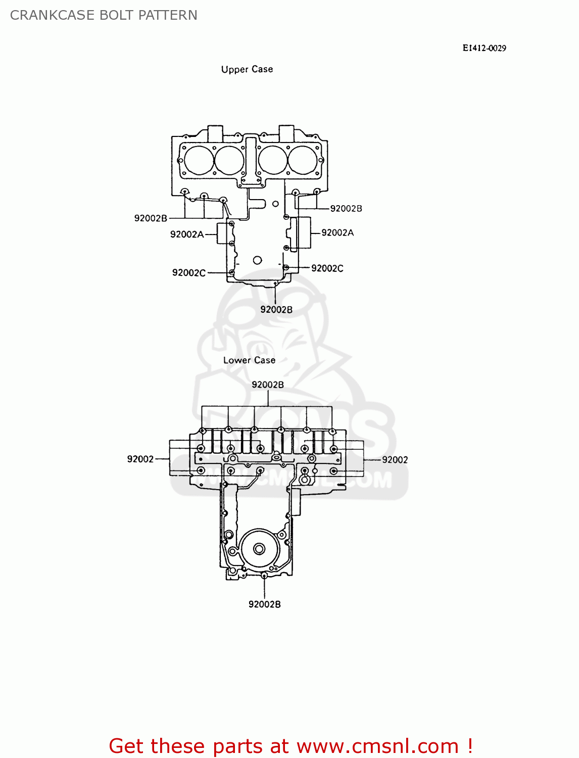CRANKCASE BOLT PATTERN ZX600C9 GPX600R 1996 UNITED KINGDOM FG