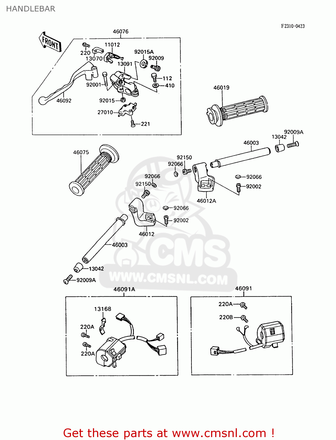 HANDLEBAR ZX600C9 GPX600R 1996 UNITED KINGDOM FG