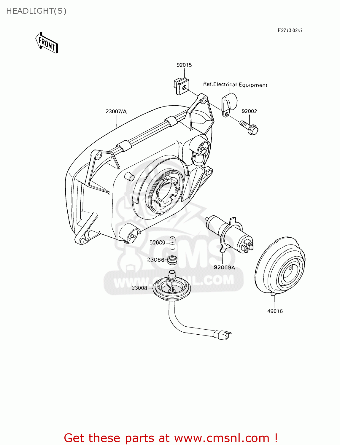 HEADLIGHT(S) ZX600C9 GPX600R 1996 UNITED KINGDOM FG