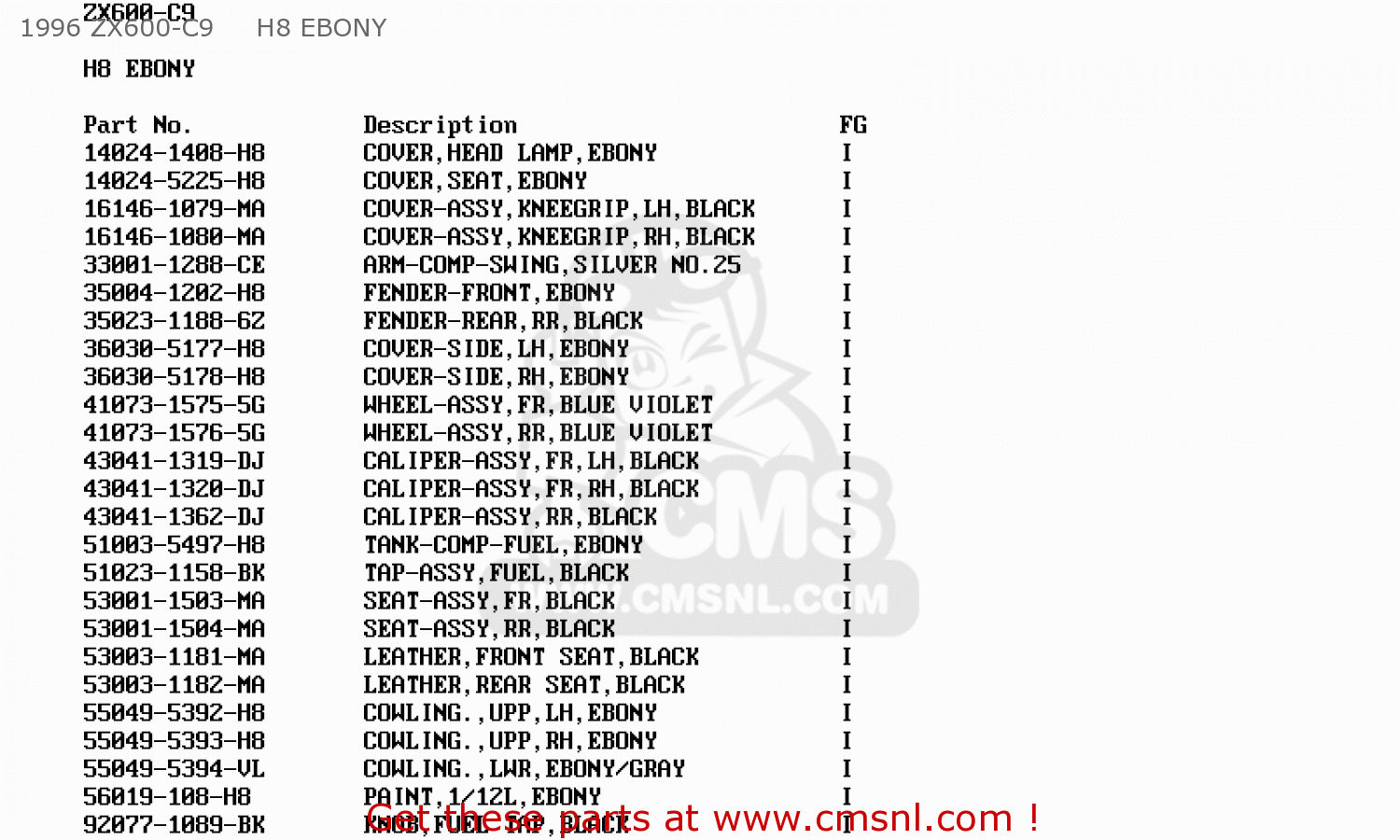 1996 ZX600-C9     H8 EBONY ZX600C9 GPX600R 1996 UNITED KINGDOM FG