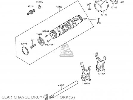 GEAR CHANGE DRUM/SHIFT FORK(S) - ZX600C9 GPX600R 1996 UNITED KINGDOM FG
