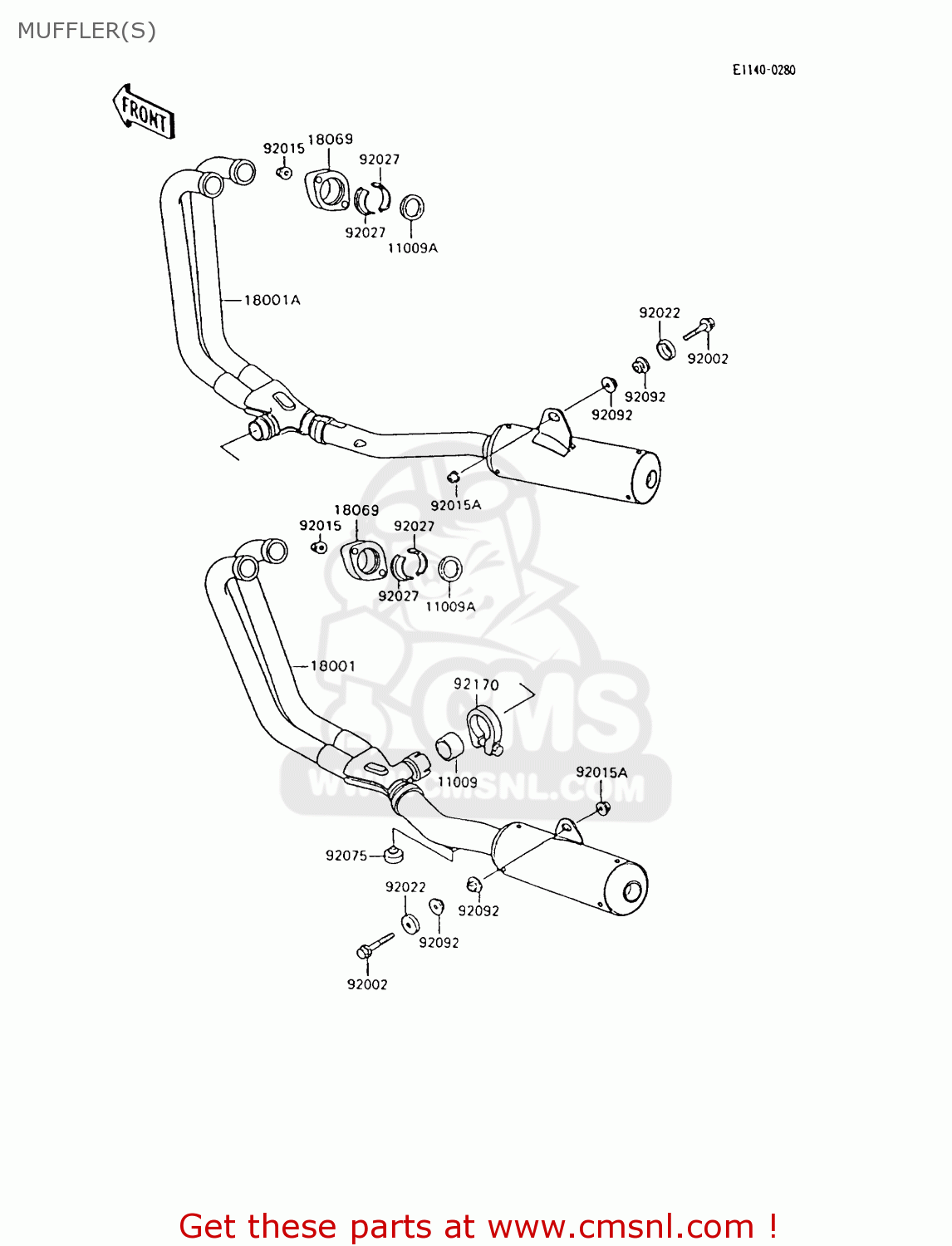 MUFFLER(S) ZX600C9 NINJA 600R 1996 USA CALIFORNIA CANADA