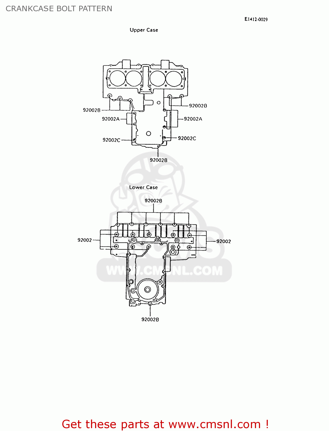 CRANKCASE BOLT PATTERN ZX600C9 NINJA 600R 1996 USA CALIFORNIA CANADA