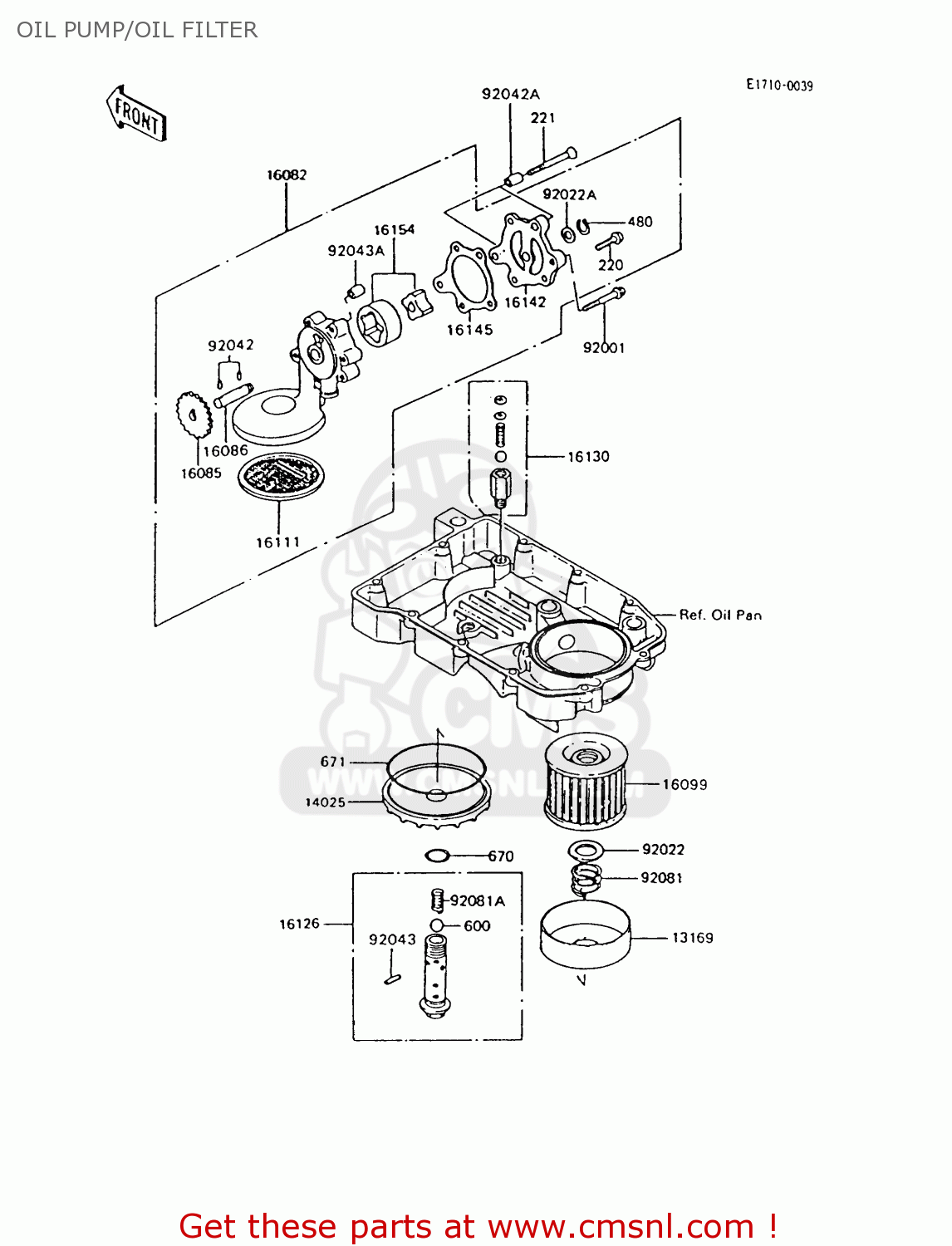 OIL PUMP/OIL FILTER ZX600C9 NINJA 600R 1996 USA CALIFORNIA CANADA
