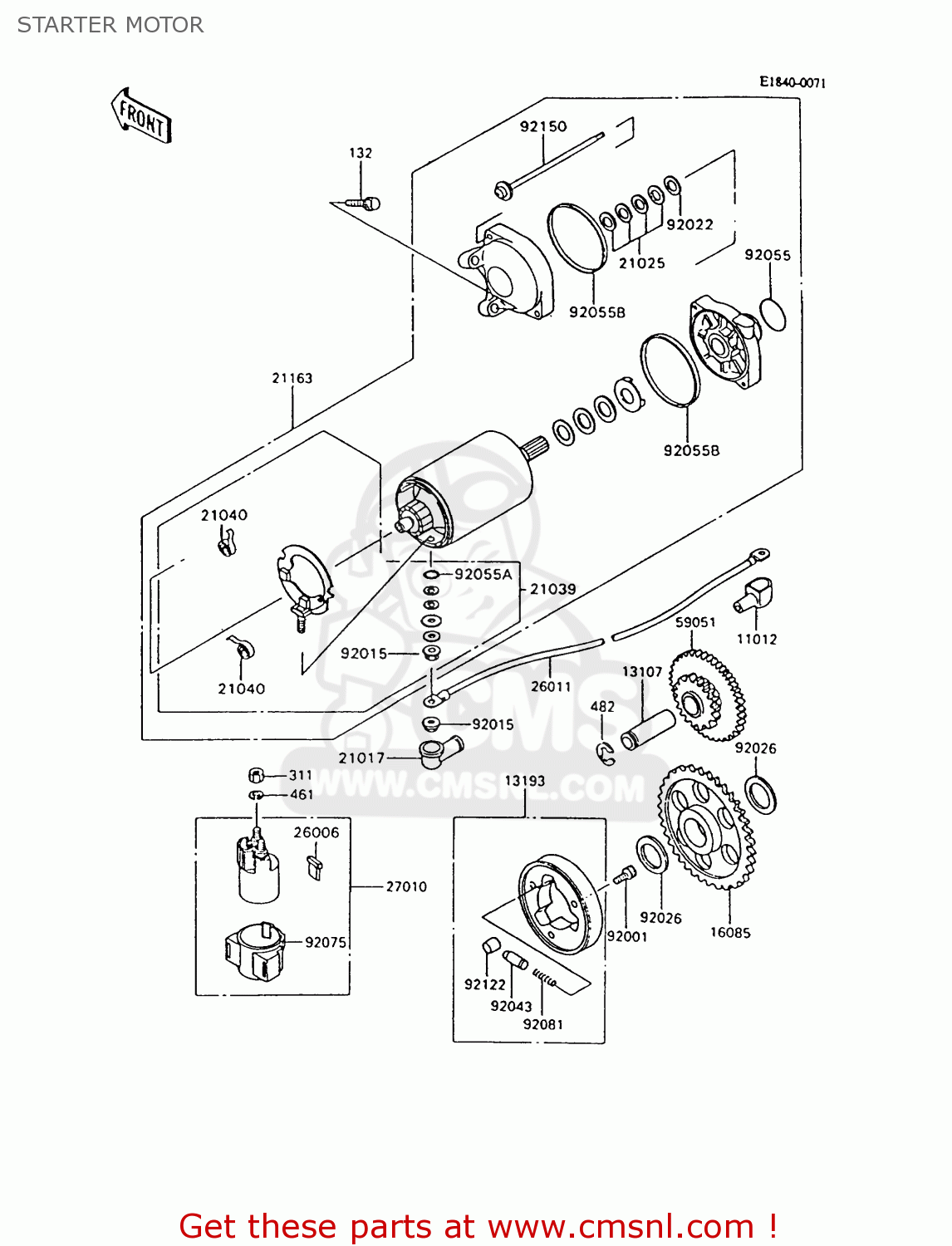 STARTER MOTOR ZX600C9 NINJA 600R 1996 USA CALIFORNIA CANADA