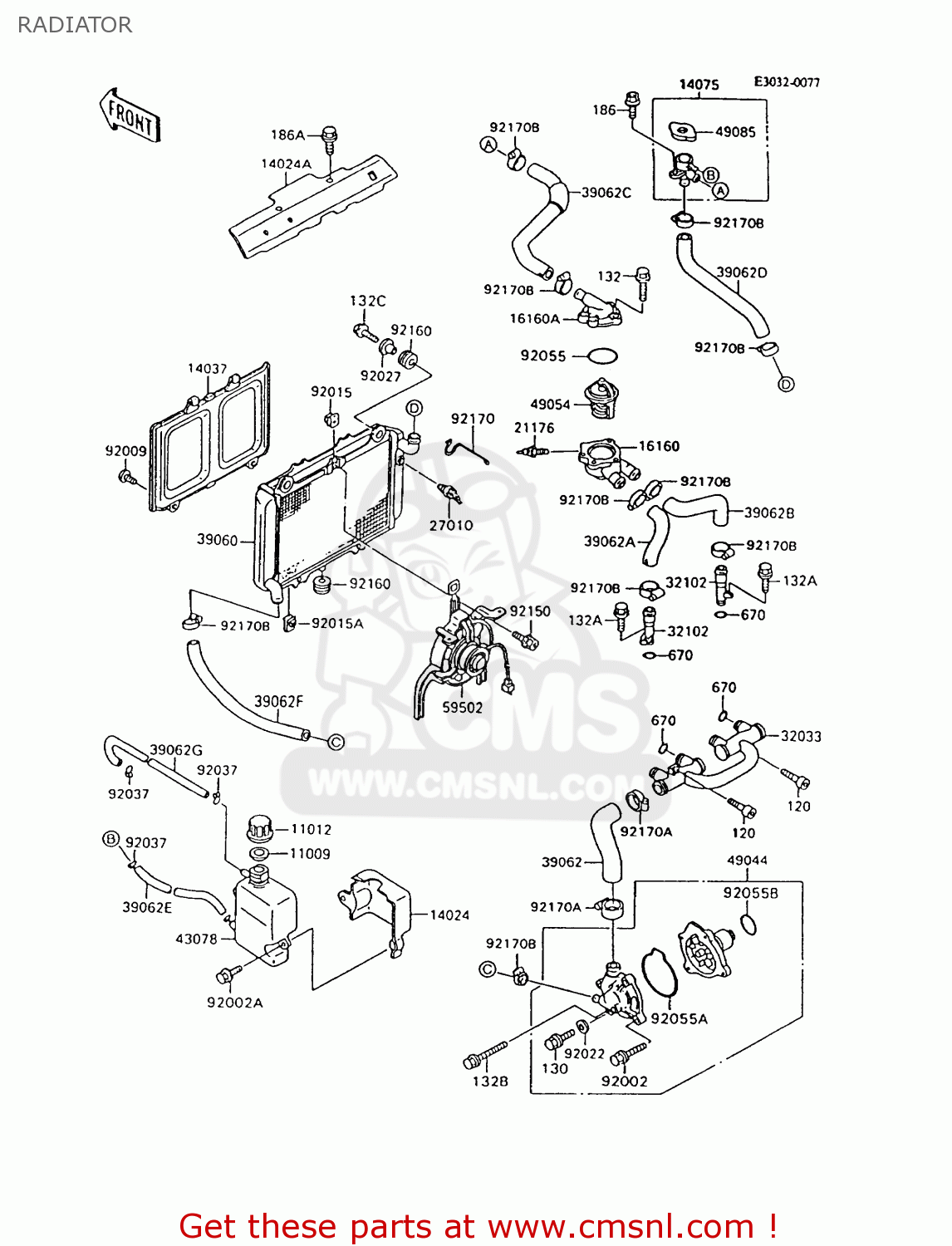 RADIATOR ZX600C9 NINJA 600R 1996 USA CALIFORNIA CANADA