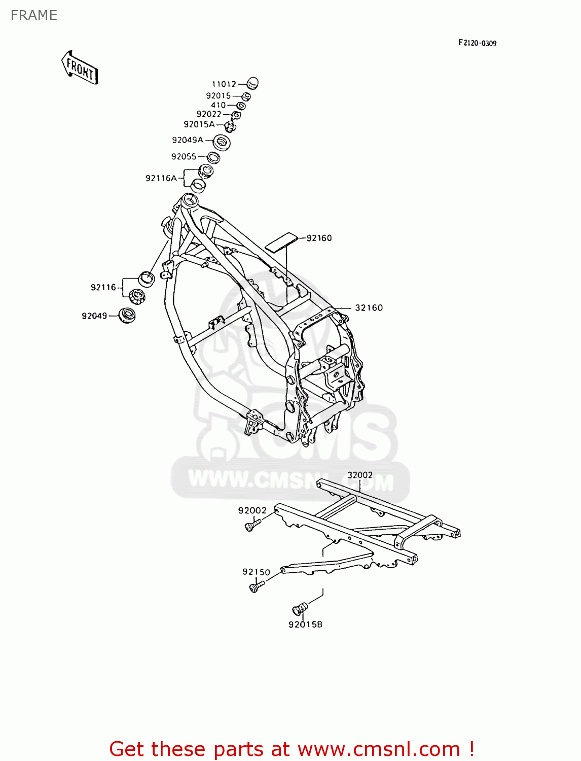 FRAME ZX600C9 NINJA 600R 1996 USA CALIFORNIA CANADA