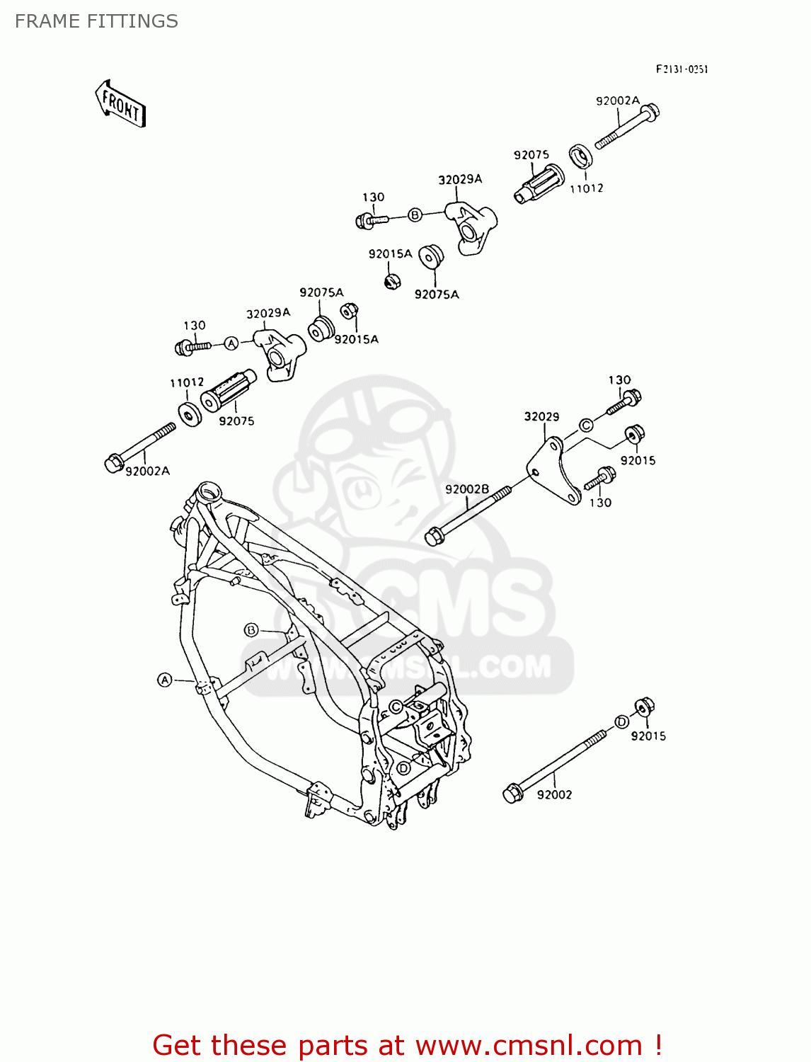 FRAME FITTINGS ZX600C9 NINJA 600R 1996 USA CALIFORNIA CANADA