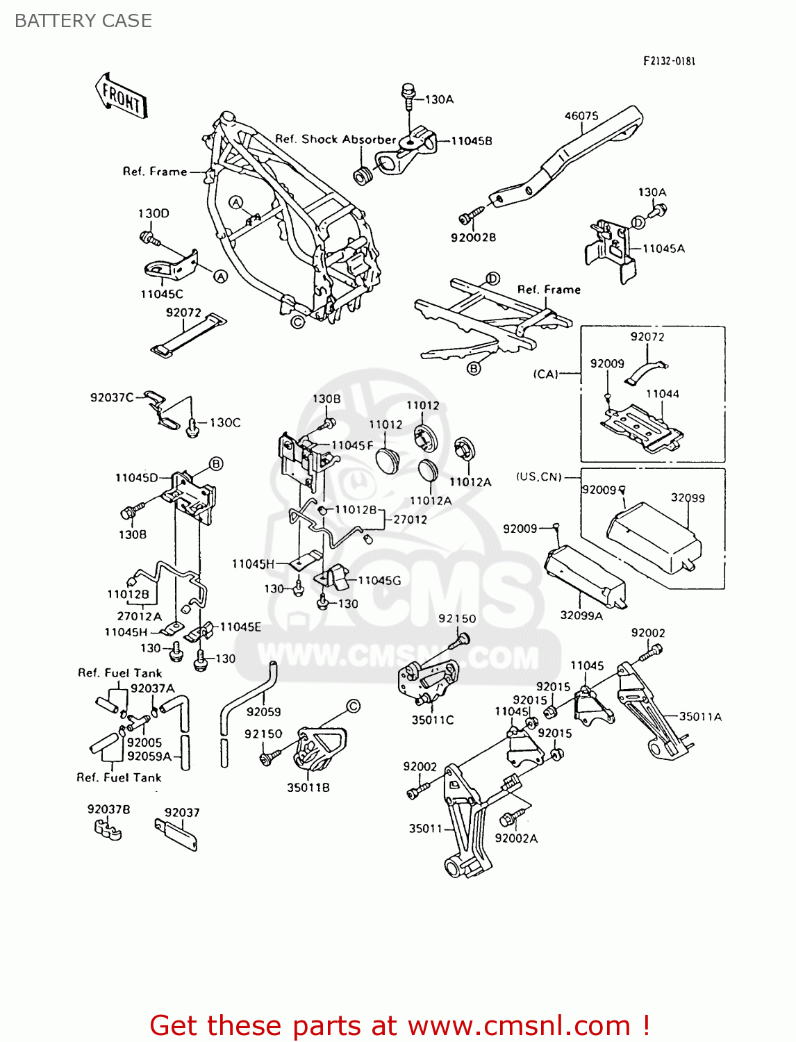 BATTERY CASE ZX600C9 NINJA 600R 1996 USA CALIFORNIA CANADA