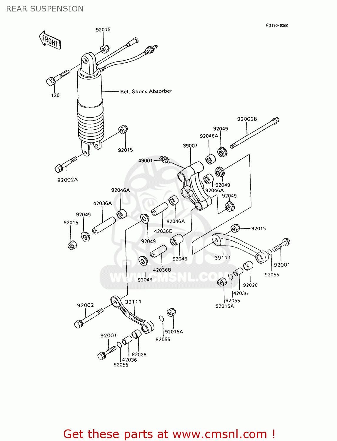 REAR SUSPENSION ZX600C9 NINJA 600R 1996 USA CALIFORNIA CANADA
