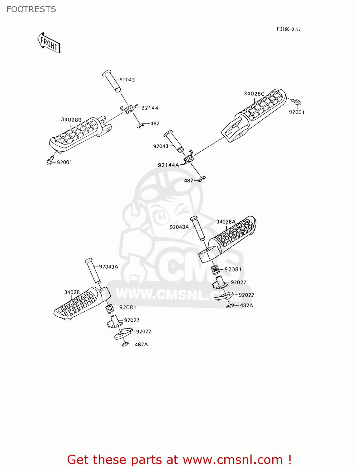 FOOTRESTS ZX600C9 NINJA 600R 1996 USA CALIFORNIA CANADA