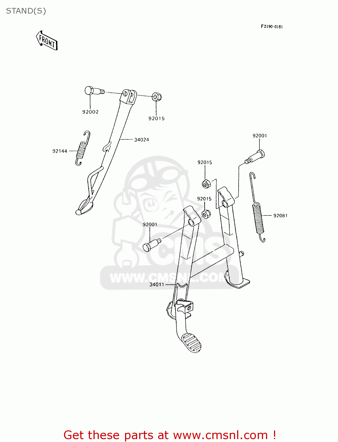STAND(S) ZX600C9 NINJA 600R 1996 USA CALIFORNIA CANADA