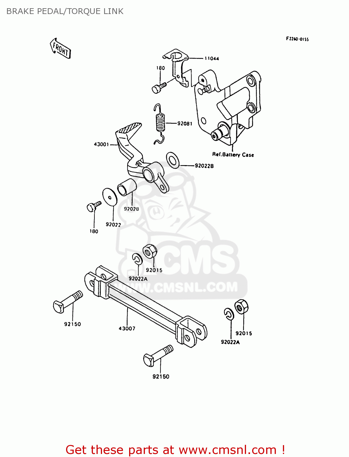 BRAKE PEDAL/TORQUE LINK ZX600C9 NINJA 600R 1996 USA CALIFORNIA CANADA