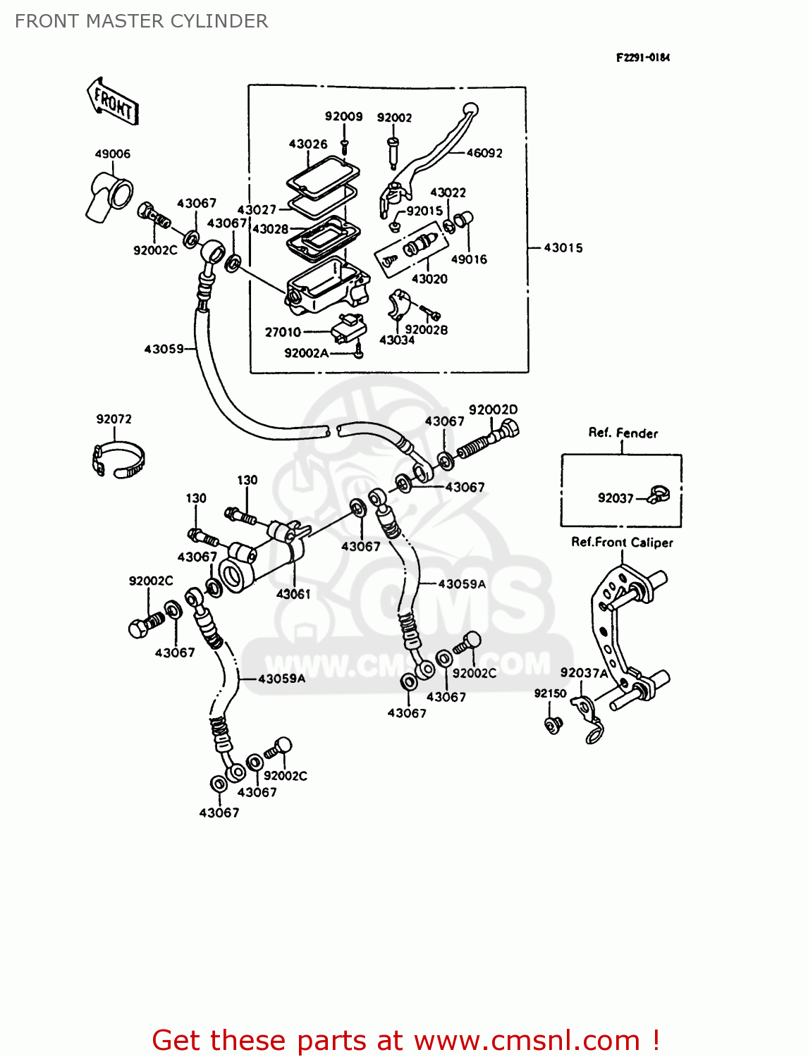 FRONT MASTER CYLINDER ZX600C9 NINJA 600R 1996 USA CALIFORNIA CANADA