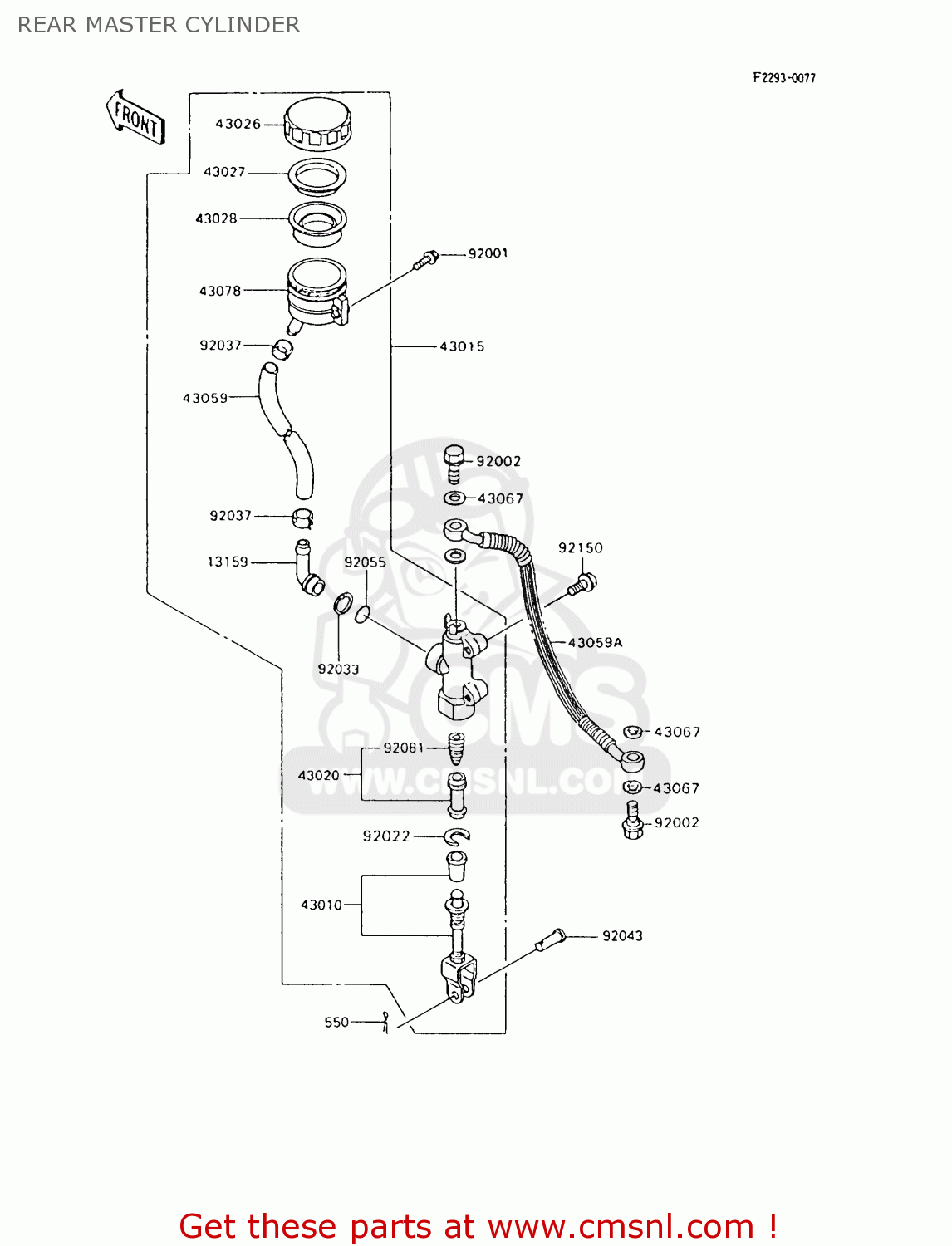REAR MASTER CYLINDER ZX600C9 NINJA 600R 1996 USA CALIFORNIA CANADA