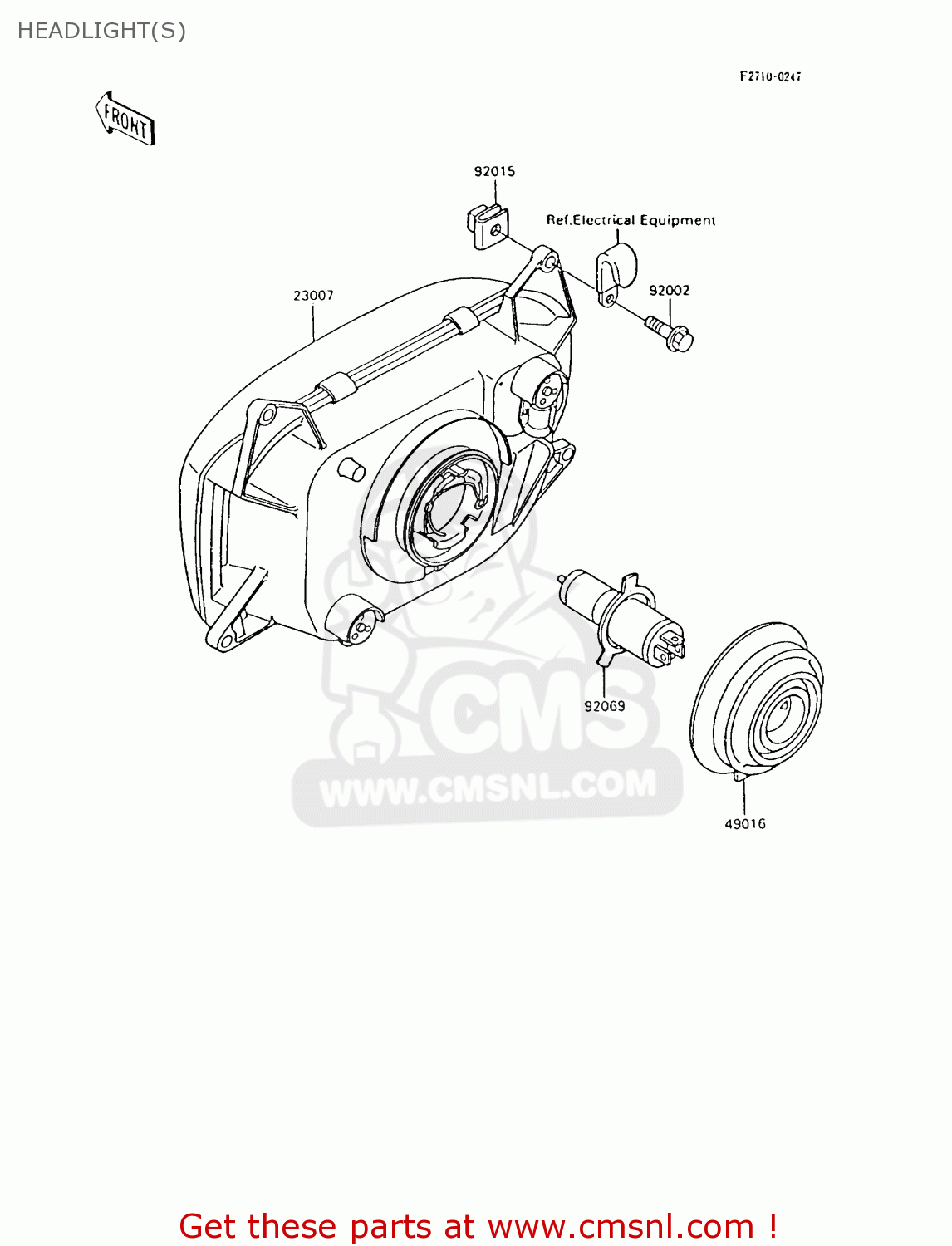 HEADLIGHT(S) ZX600C9 NINJA 600R 1996 USA CALIFORNIA CANADA