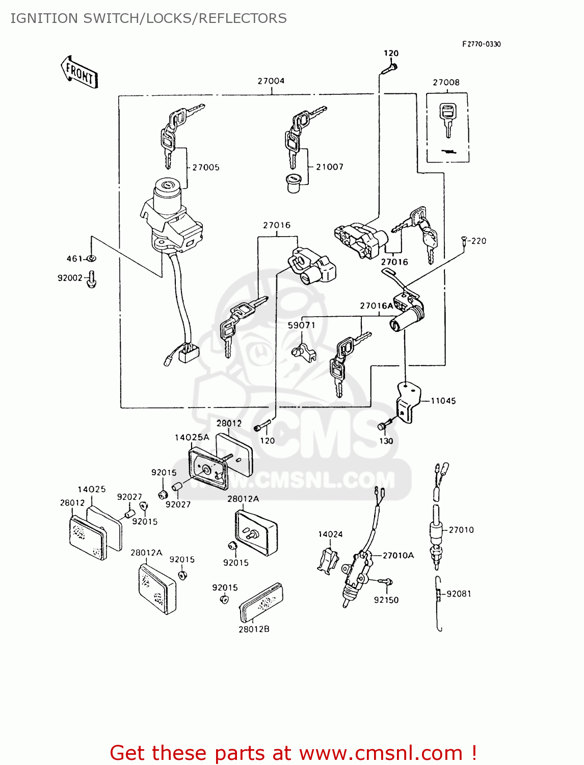 IGNITION SWITCH/LOCKS/REFLECTORS ZX600C9 NINJA 600R 1996 USA CALIFORNIA CANADA