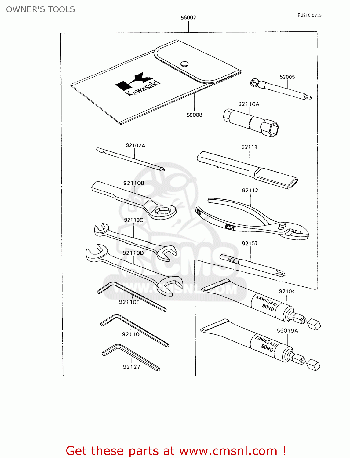 OWNER'S TOOLS ZX600C9 NINJA 600R 1996 USA CALIFORNIA CANADA