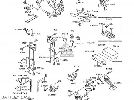 BATTERY CASE - ZX600C9 NINJA 600R 1996 USA CALIFORNIA CANADA