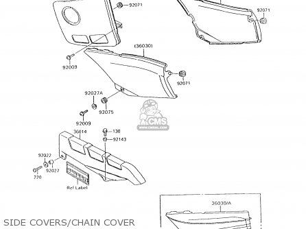 SIDE COVERS/CHAIN COVER - ZX600C9 NINJA 600R 1996 USA CALIFORNIA CANADA