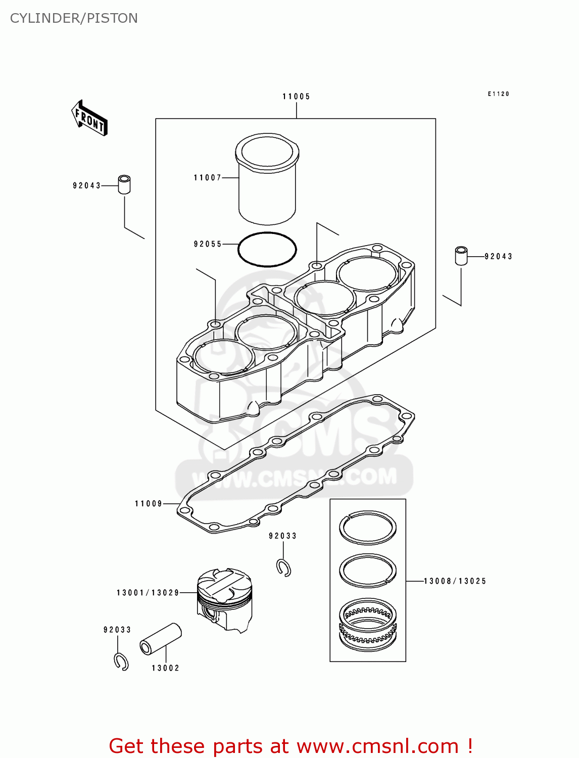 CYLINDER/PISTON ZX600D1 NINJA ZX6 1990 USA CALIFORNIA CANADA